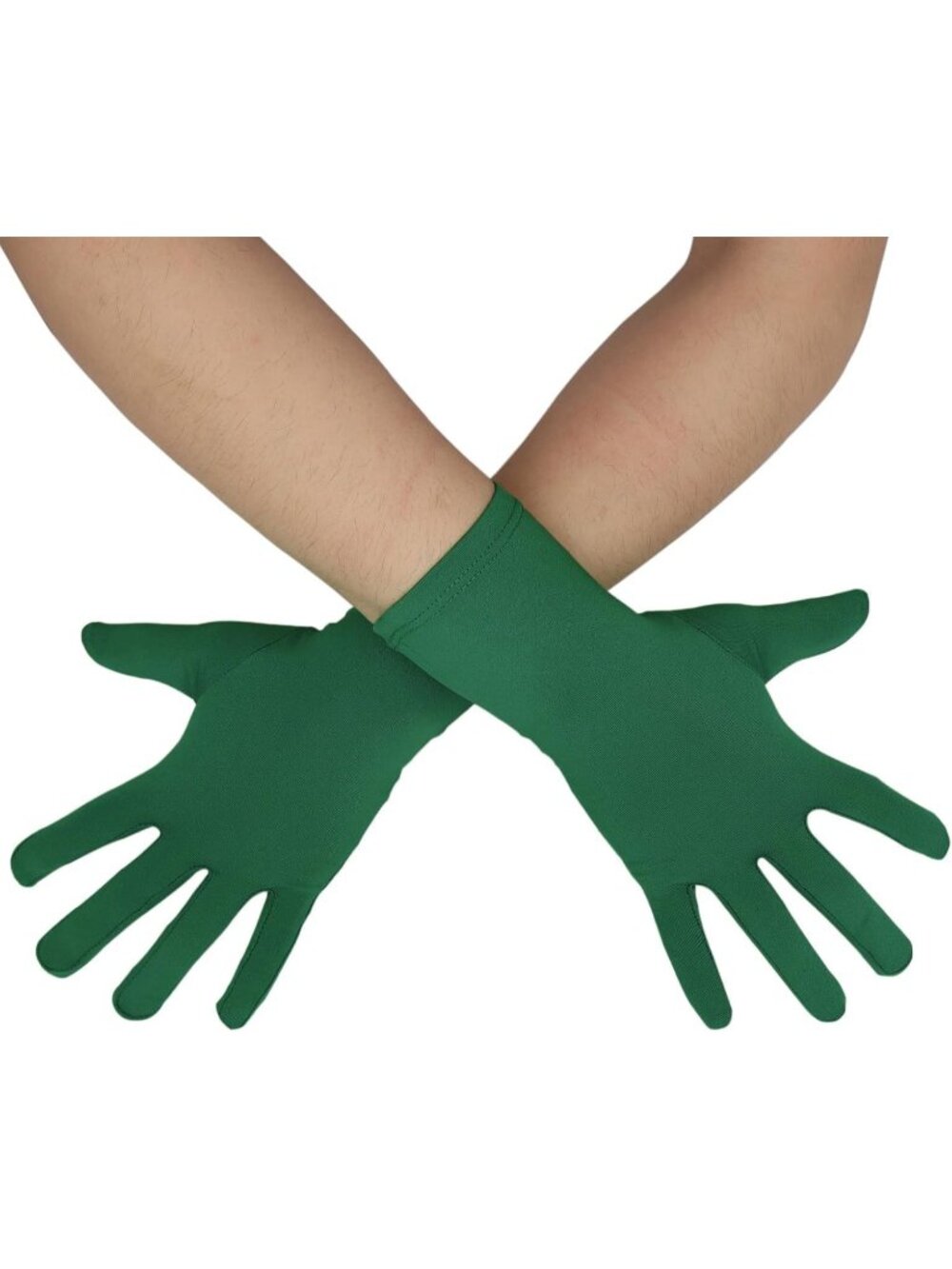 Women's Dark Green Banquet Party For Halloween Stretchy Spandex Costume Gloves